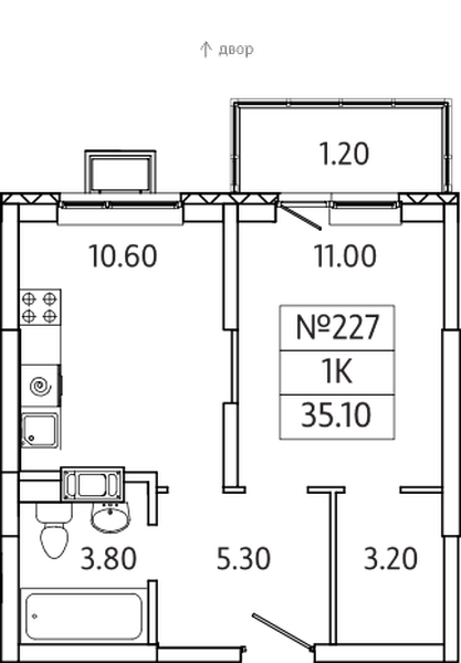План квартиры ЖК Видный берег 2.0 квартира номер 227