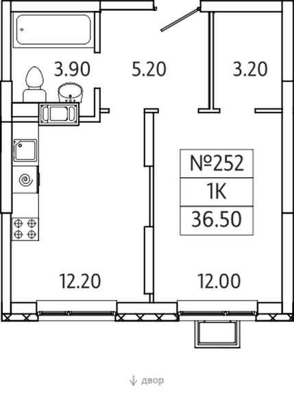План квартиры ЖК Видный берег 2.0 квартира номер 252