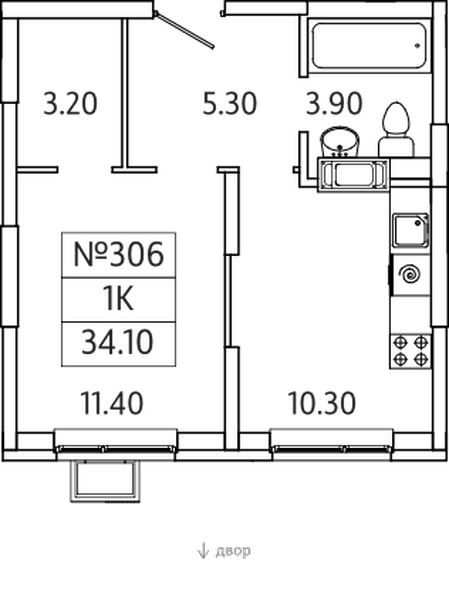 План квартиры ЖК Видный берег 2.0 квартира номер 306