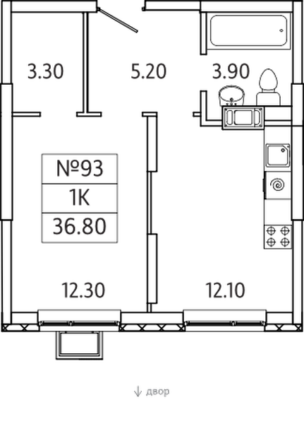 План квартиры ЖК Видный берег 2.0 квартира номер 93