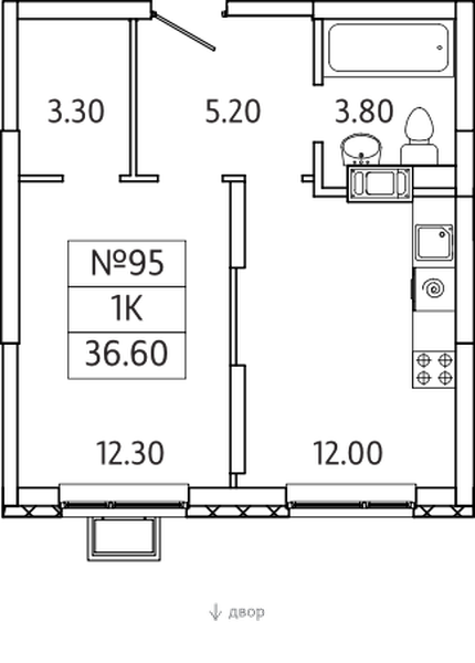 План квартиры ЖК Видный берег 2.0 квартира номер 95