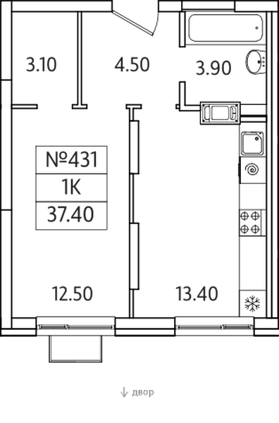 План квартиры ЖК Видный берег 2.0 квартира номер 431