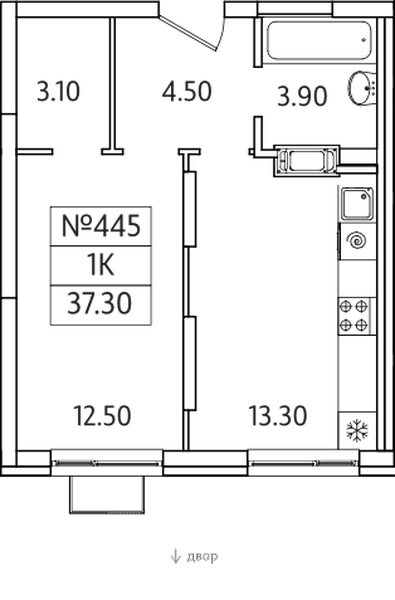 План квартиры ЖК Видный берег 2.0 квартира номер 445
