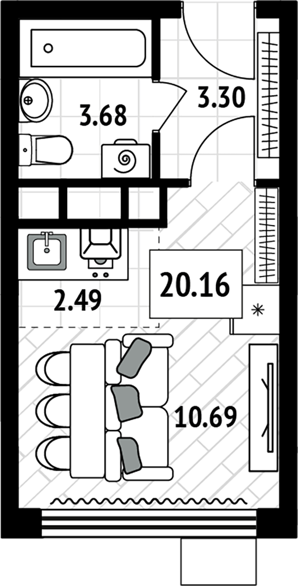 План квартиры ЖК Новотомилино квартира номер 590